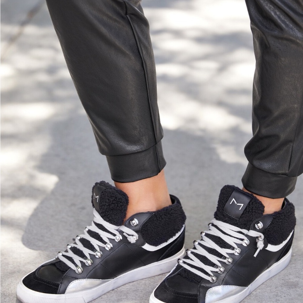 Marc Fisher Milmarin Sherpa Distressed Ankle Sneakers 8